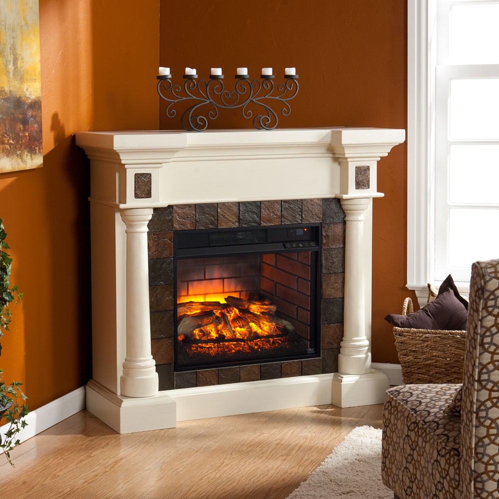Carrington ivory convertible infrared electric fireplace