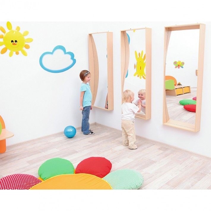 Childrens wall mounted wave mirror toddler and baby mirror