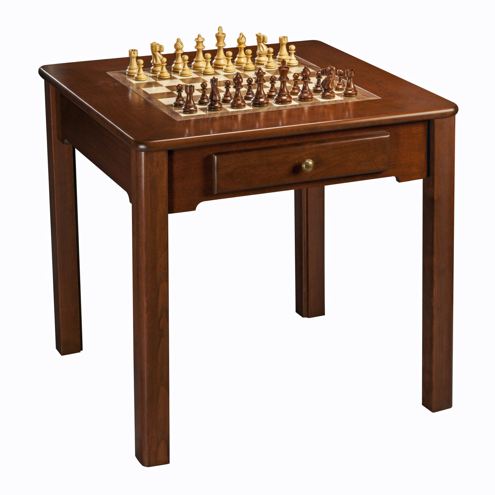 Classic game table solid cherry wood chess checkers