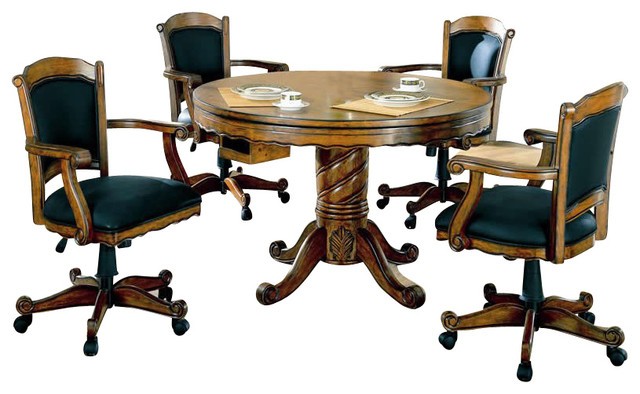 Coaster turk 3 in 1 round pedestal game table and