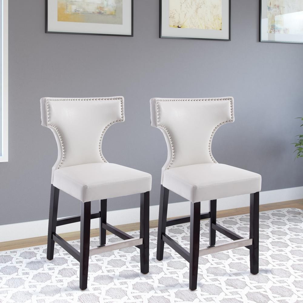Corliving kings 24 5 in white bonded leather bar stool