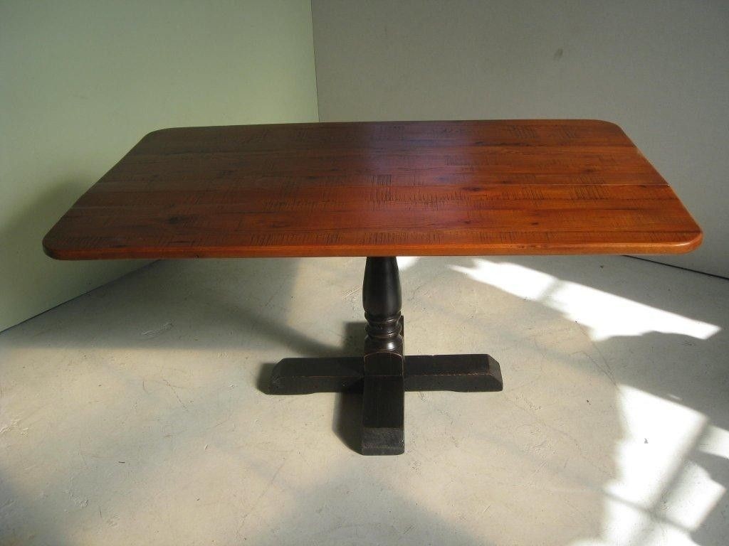 Custom square pedestal base dining table with drop leaf