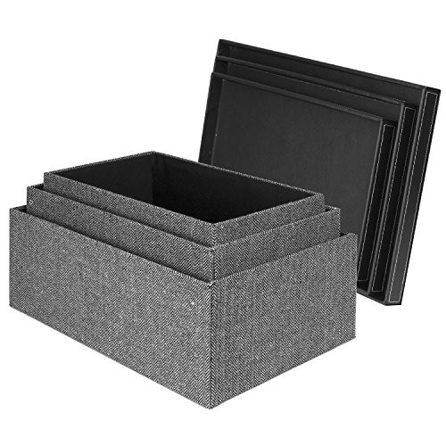 Decorative nesting storage boxes set with lids 3 pcs