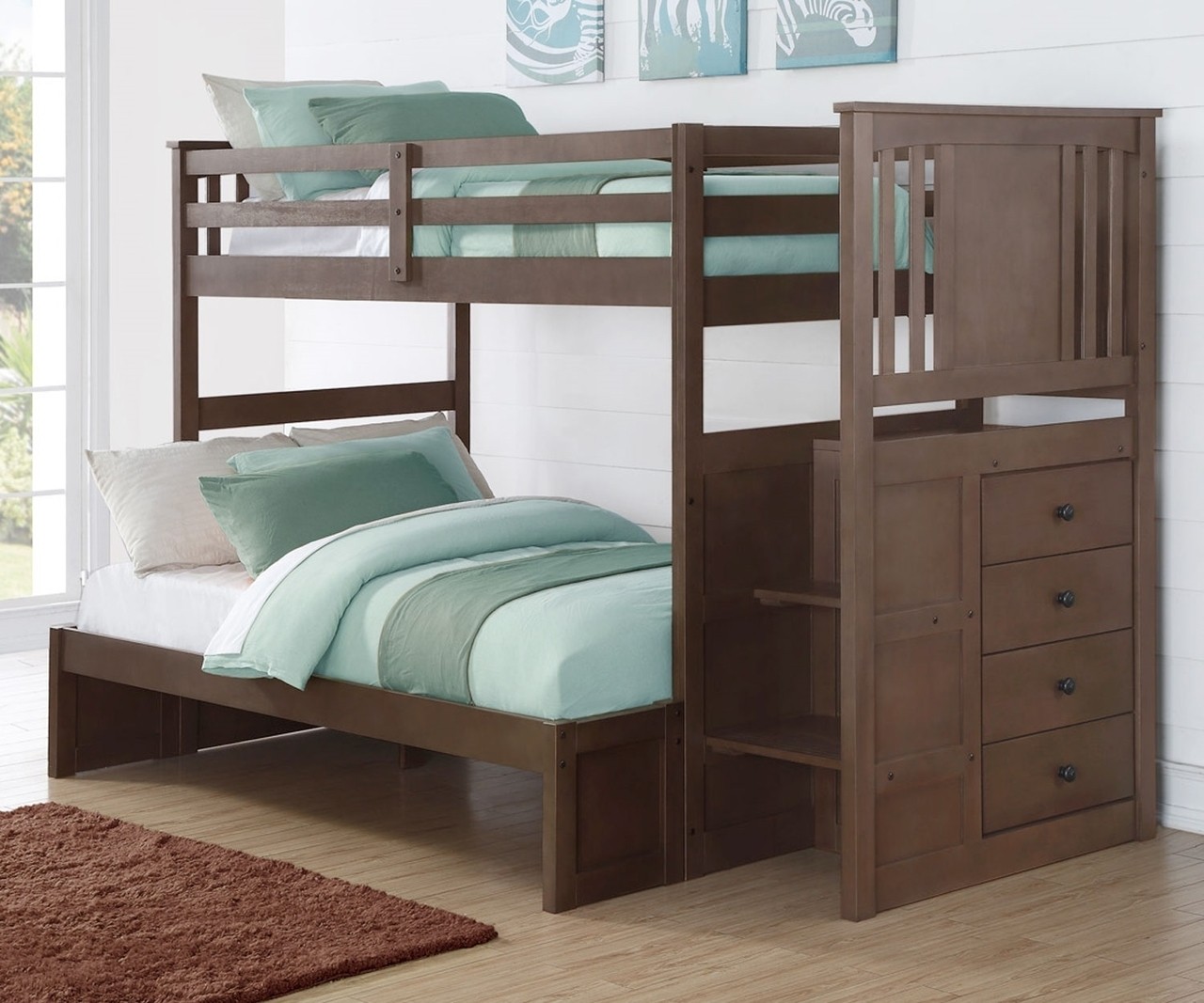 Donco trading princeton twin over full stairway bunk bed