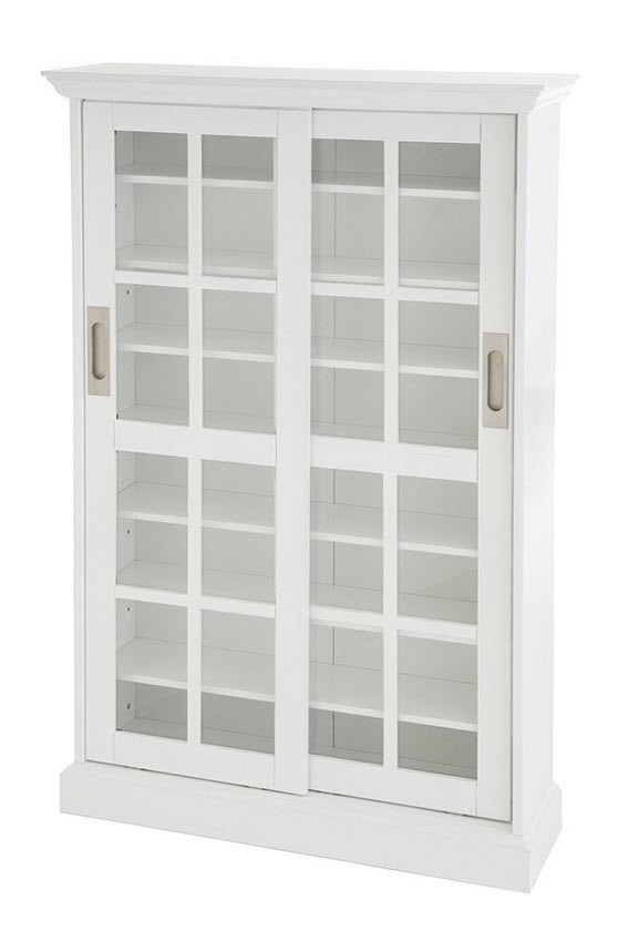 Dvd storage cabinet with glass doors