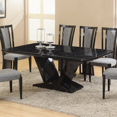 Black marble discount dining room set