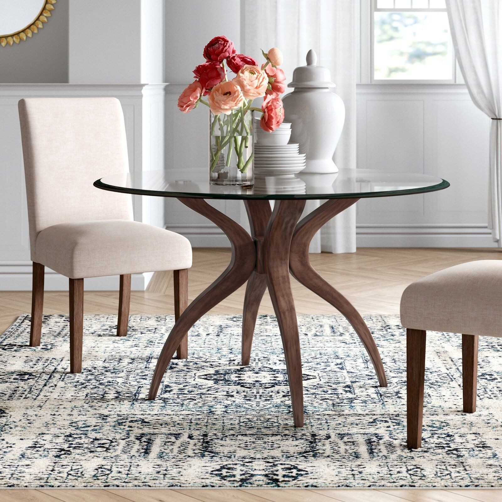 Elderton dining table glass top dining table round