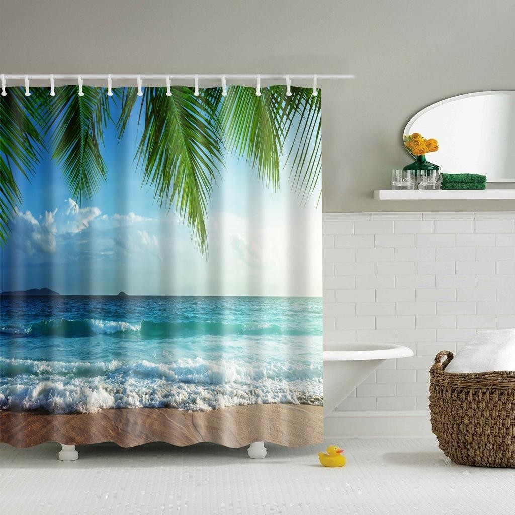 Extra long fabric waterproof shower curtain panel hanging