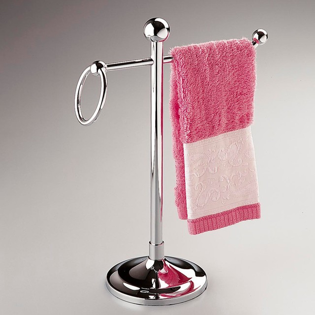 Free standing towel holder with towel ring contemporary
