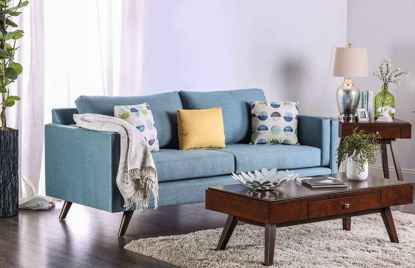 Genna sky blue sofa by furniture of america furniturepick