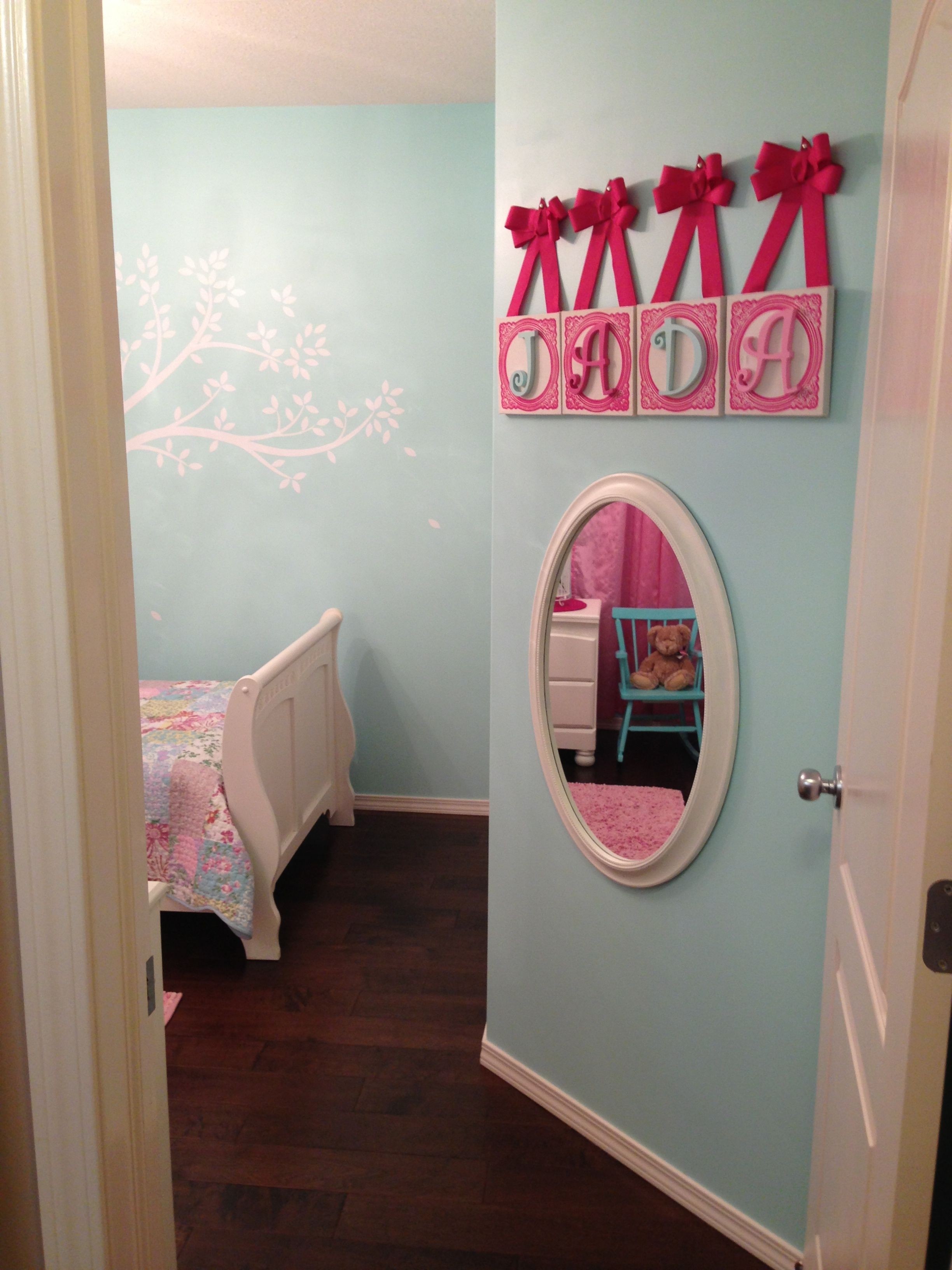 Girls room kid height mirror wall decor kids room