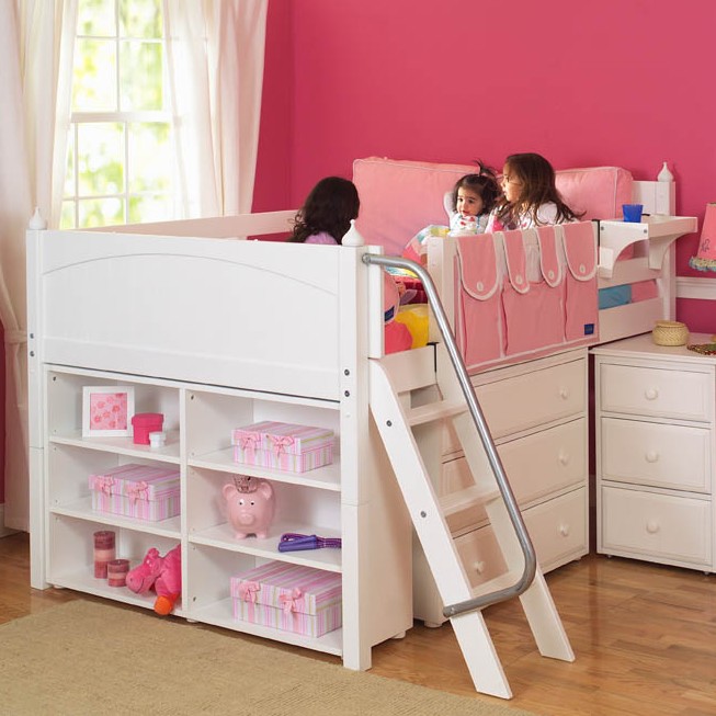 Girls storage bed with desk by maxtrix kids white 606