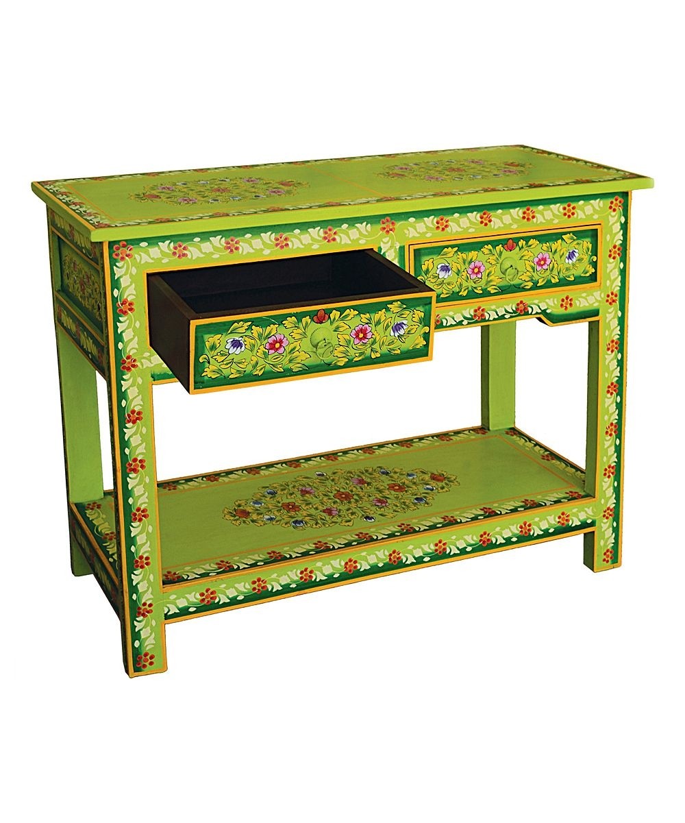Green hand painted console table zulily funky painted