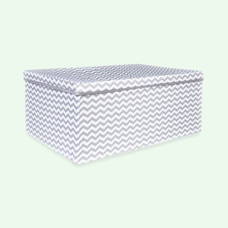 Grey wave minene fabric storage box with lid storage