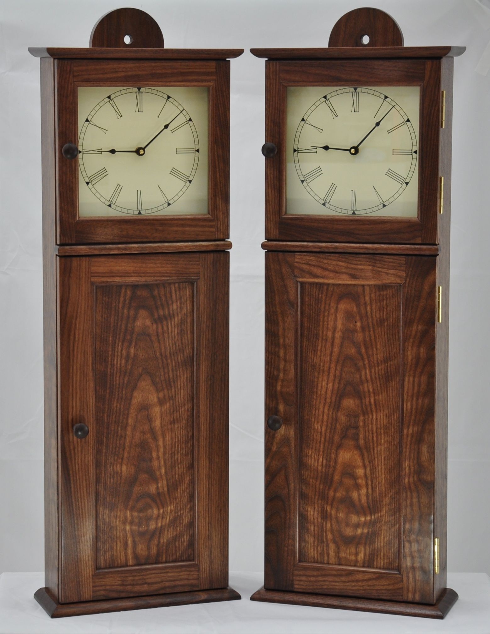Hand crafted shaker wall clock in figured walnut by
