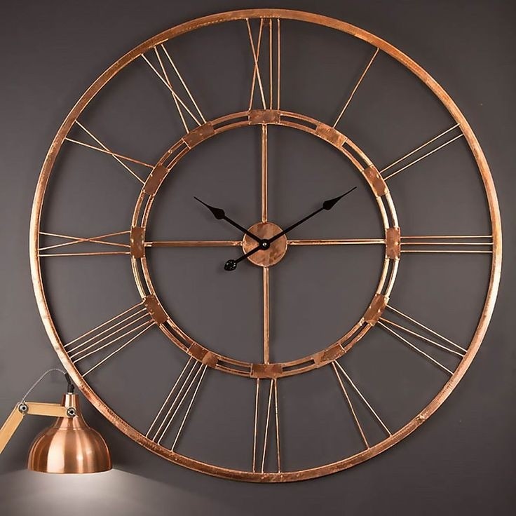 Handmade large copper color wall clock metal home decor