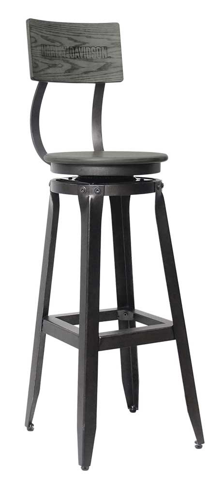 Harley davidson bar shield wood backrest bar stool ash