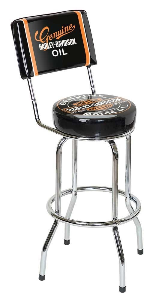 Harley davidson genuine oil can bar stool w backrest hdl