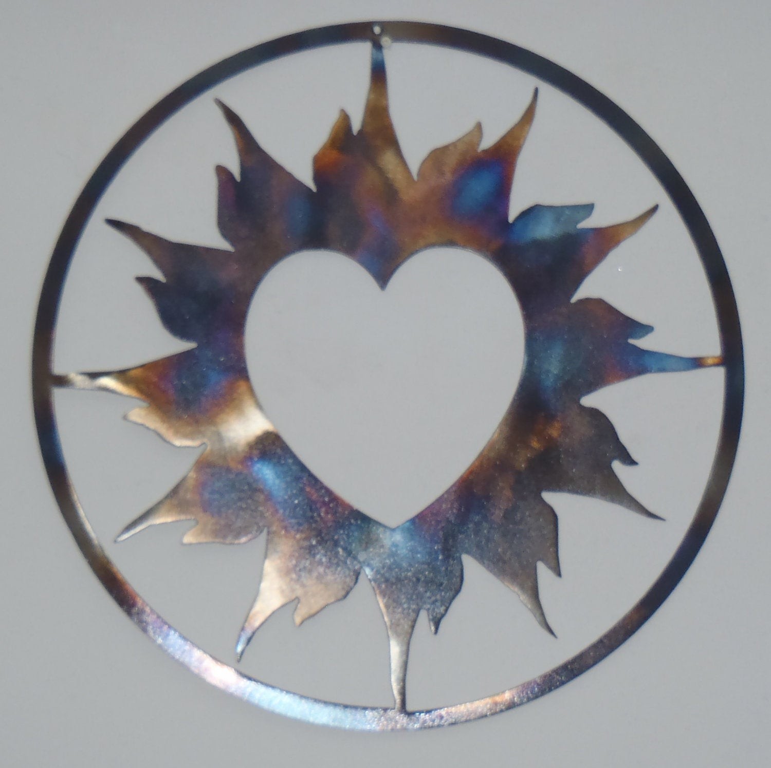 Heart and sun metal art round wall decor by tibi291
