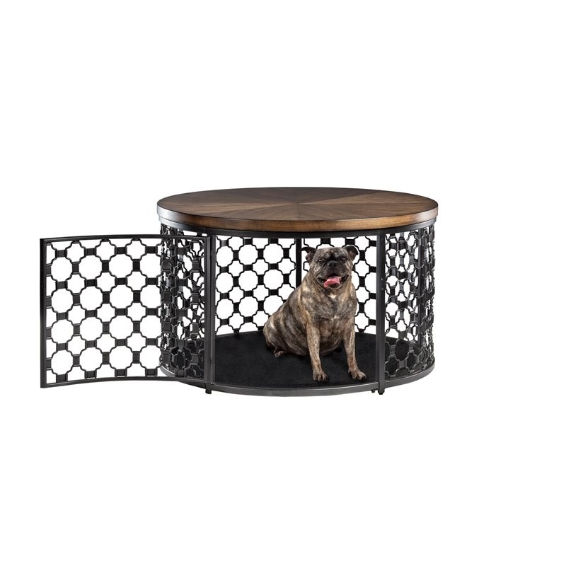 Hillsdale furniture round pet crate coffee table with