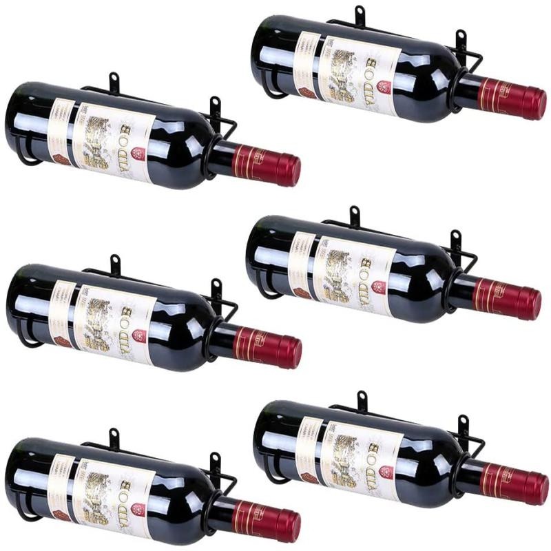 Hipiwe set of 6 wall mounted wine rack holders metal