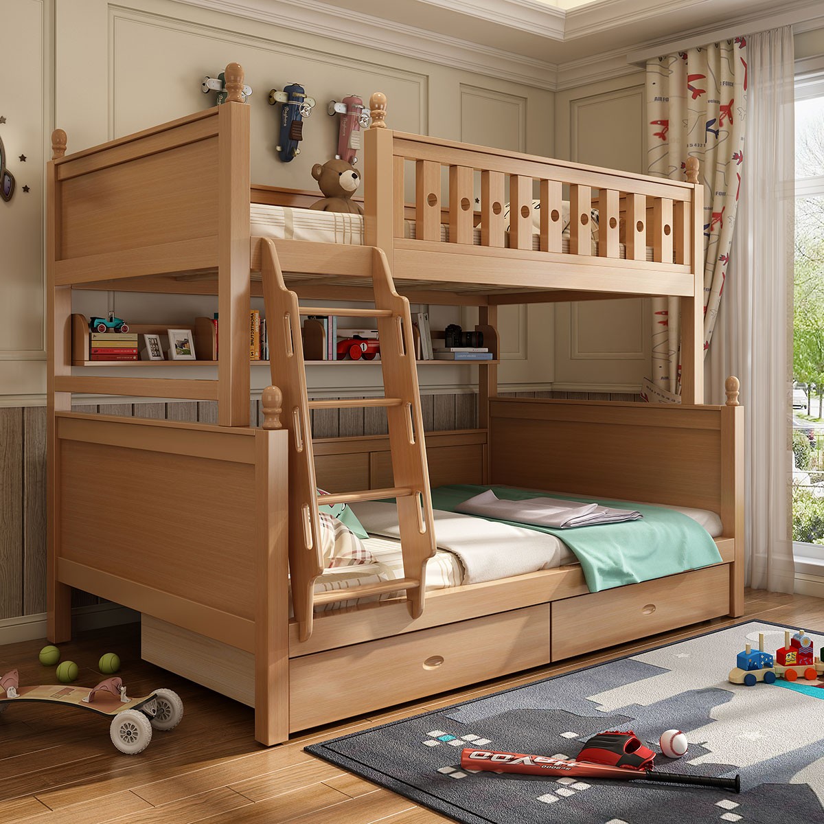 Hot sale full solid wood bed children bunk bed modern