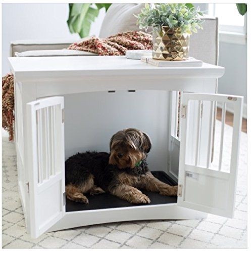 Hot sale indoor dog crate end table 2 door white