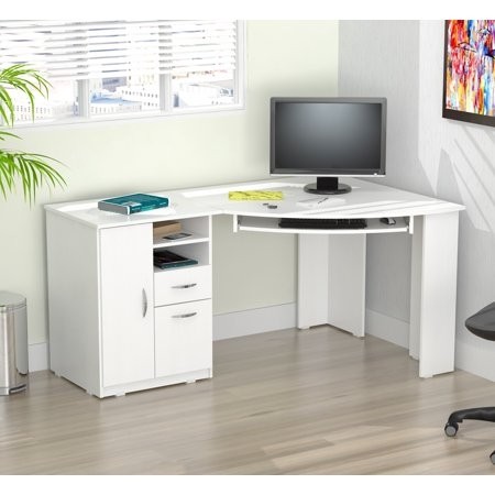 Inval contemporary laricina white corner computer desk