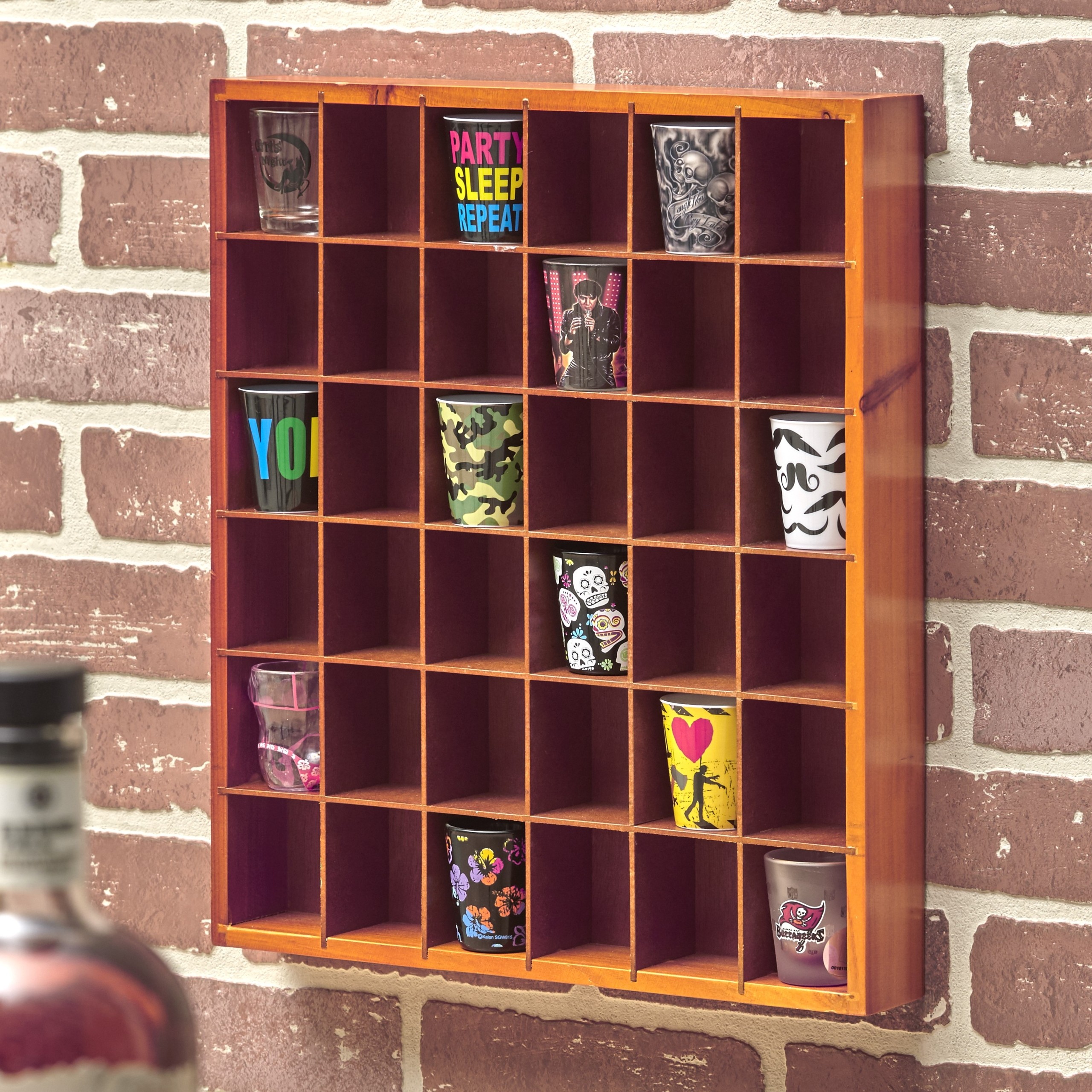 Jumbl wood shot glass wall curio display case ebay