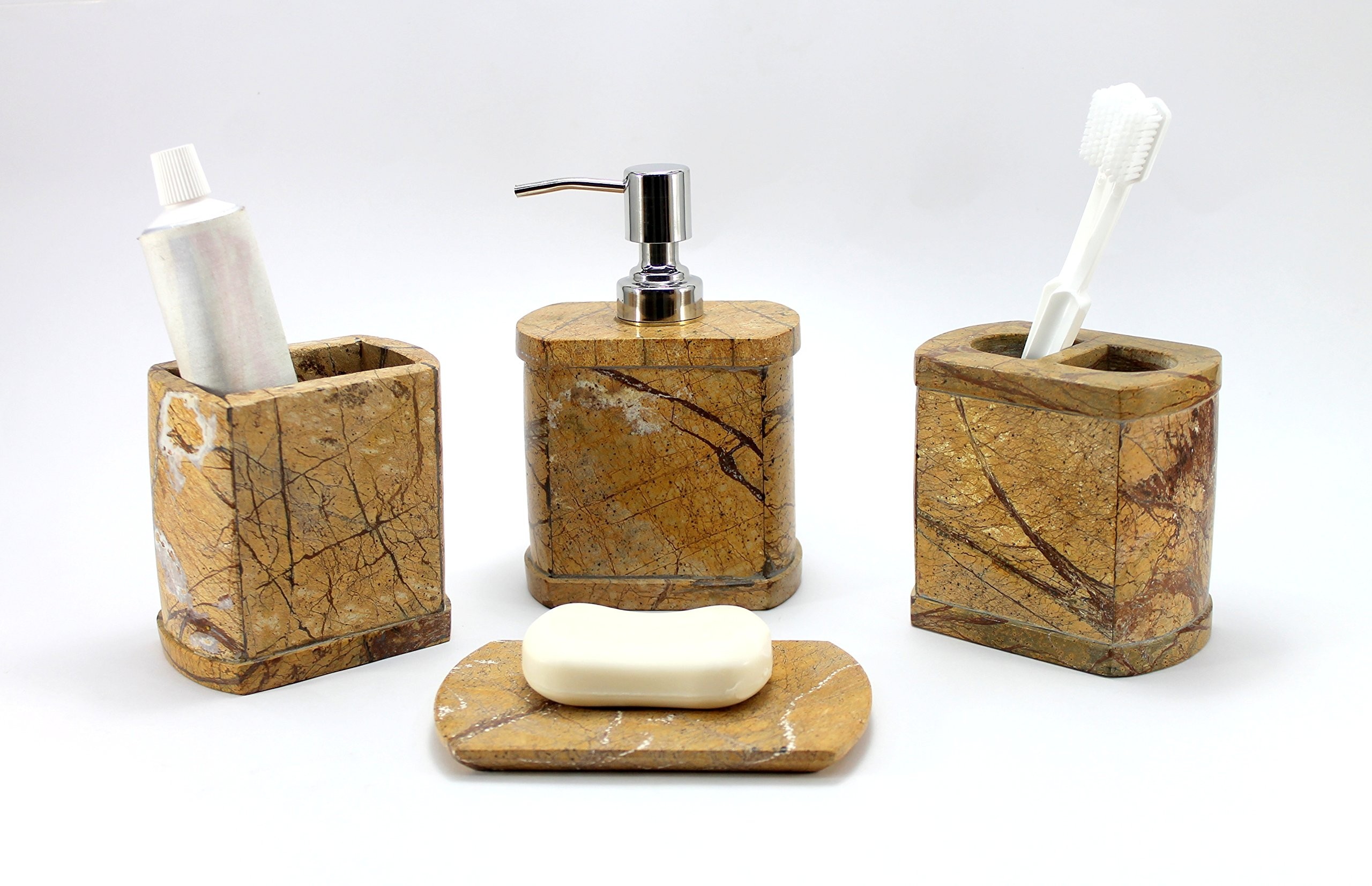 Kleo bathroom accessory set made from natural brown