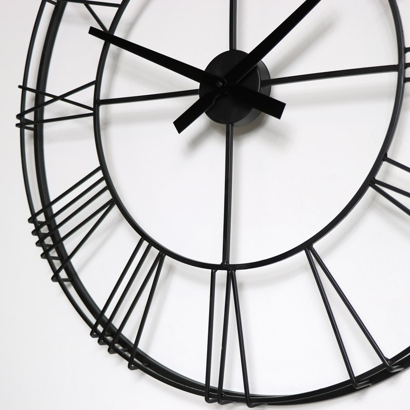 Large black metal skeleton wall clock windsor browne