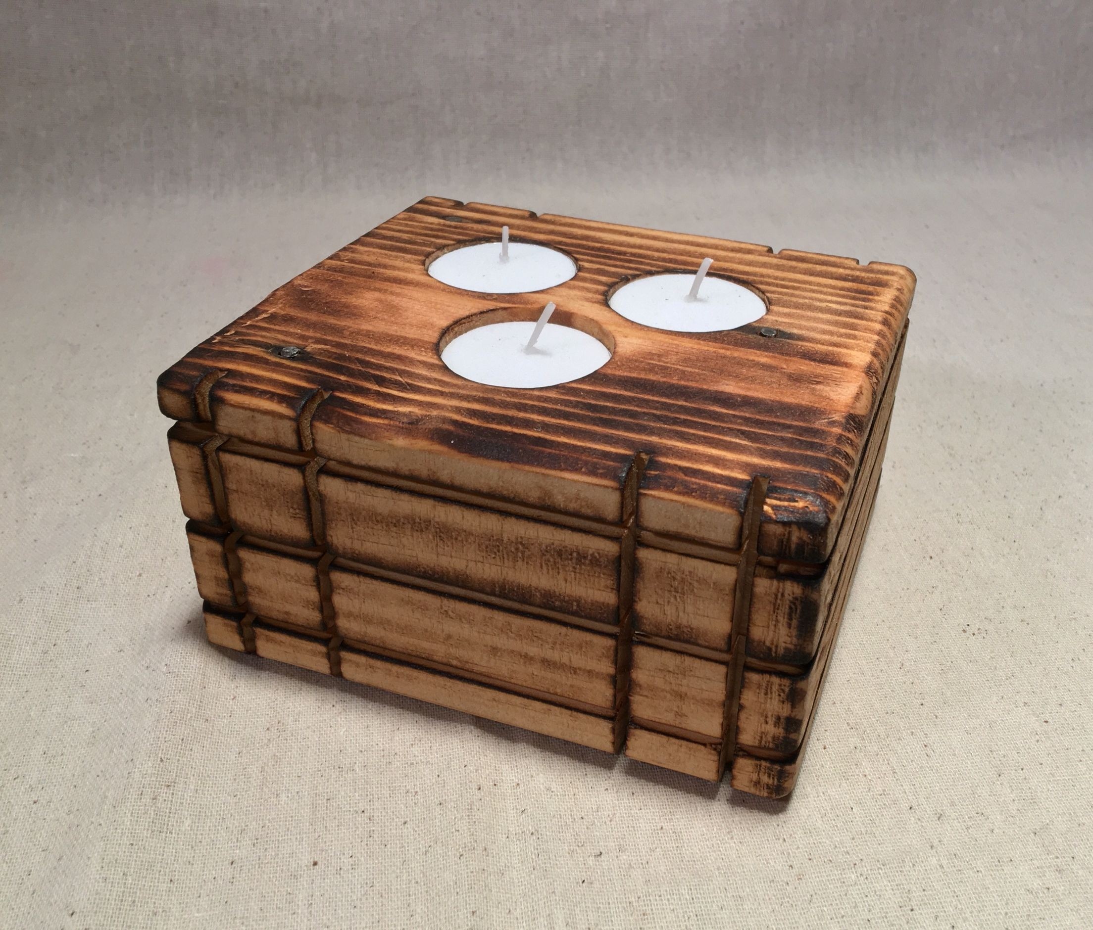 Large reclaimed wood candle holder wood candles wood