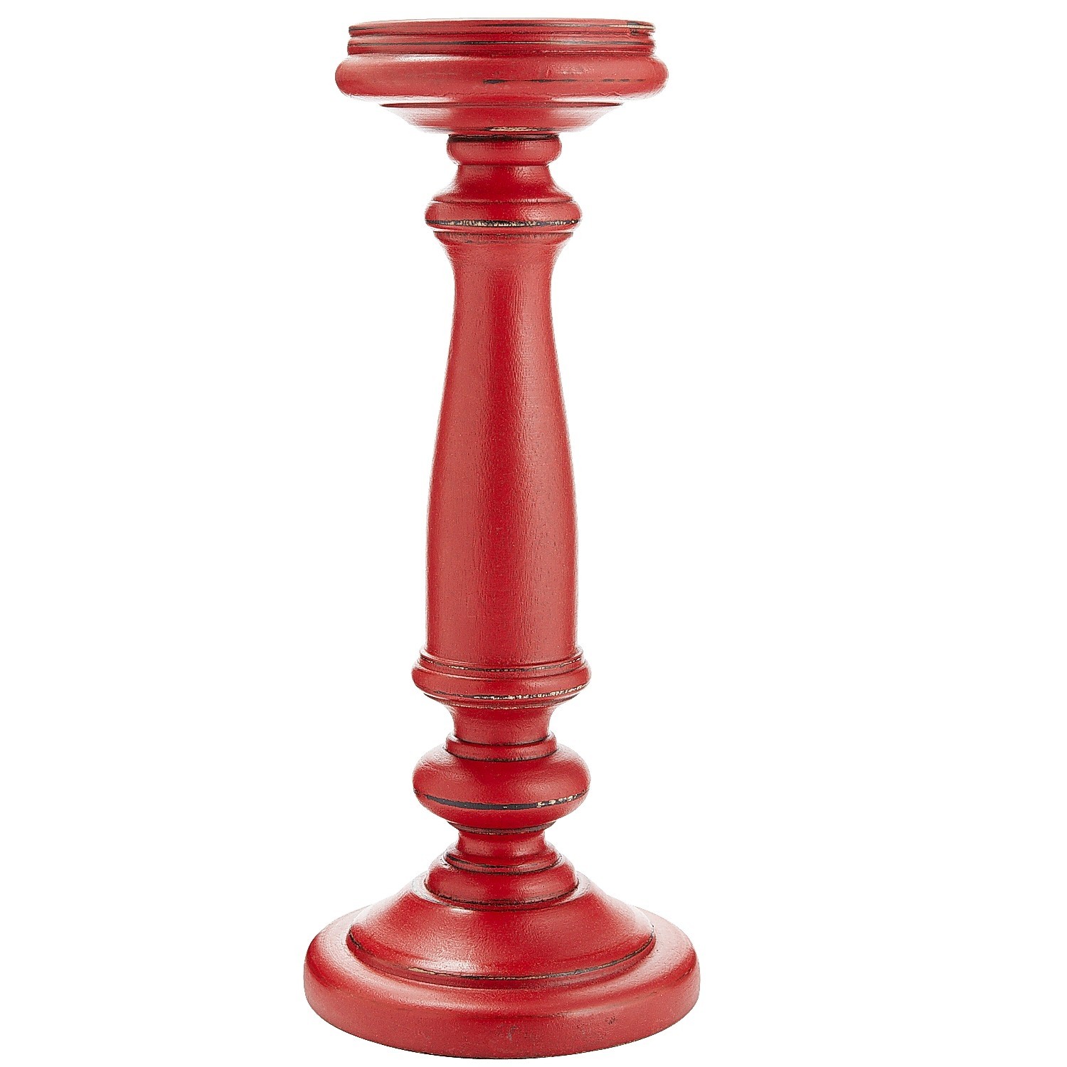 Large red mango wood pillar candle holder pier1