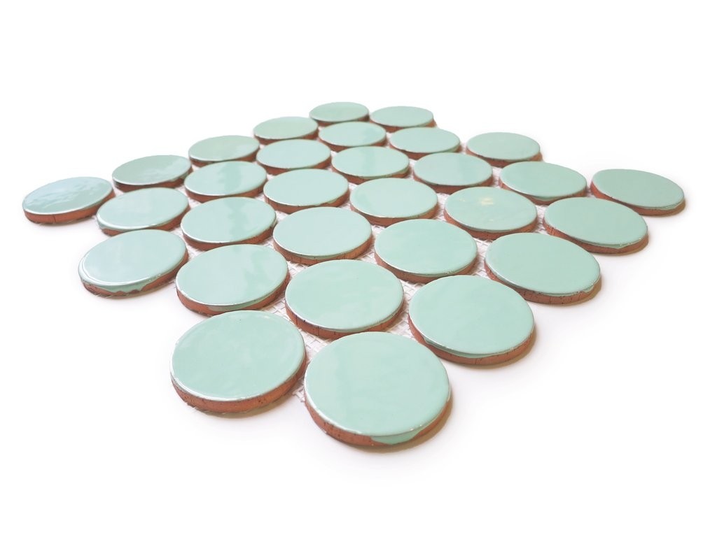 Large turquoise penny round tiles penny ceramic tile