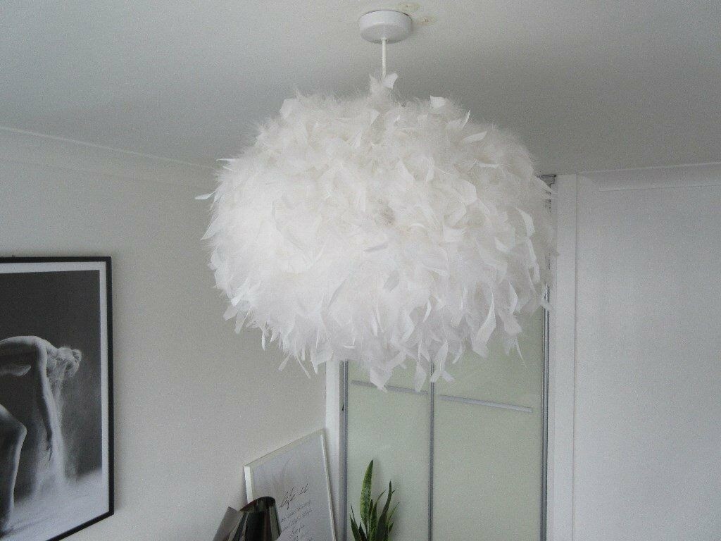 Large white feather ceiling pendant lamp shade d 50cm