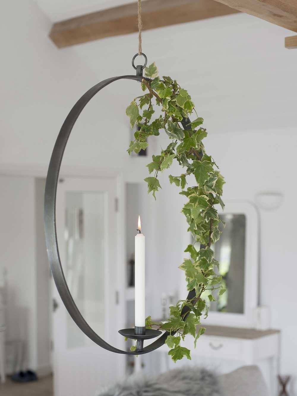 Large wrought iron hanging candle holder nordic house