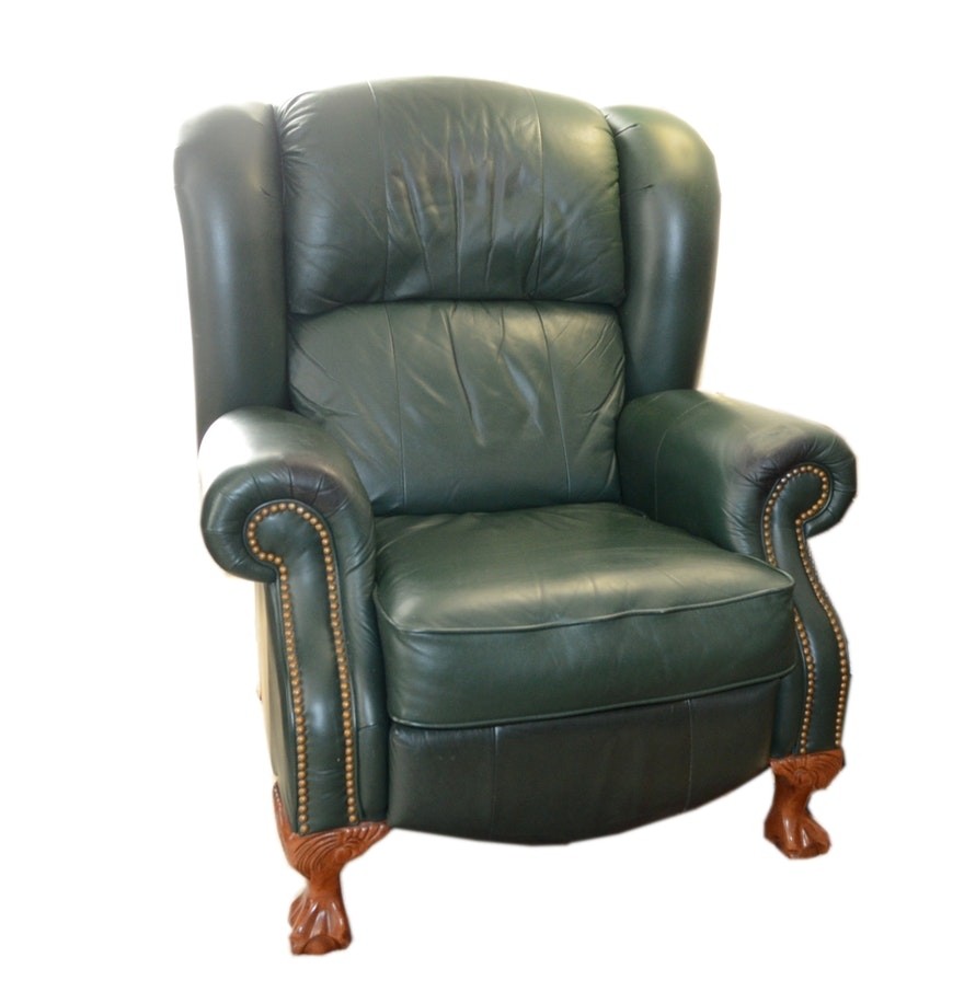 Lazy boy contemporary green leather recliner ebth 1