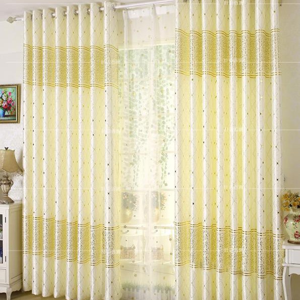 Light yellow plaid print polyester contemporary custom