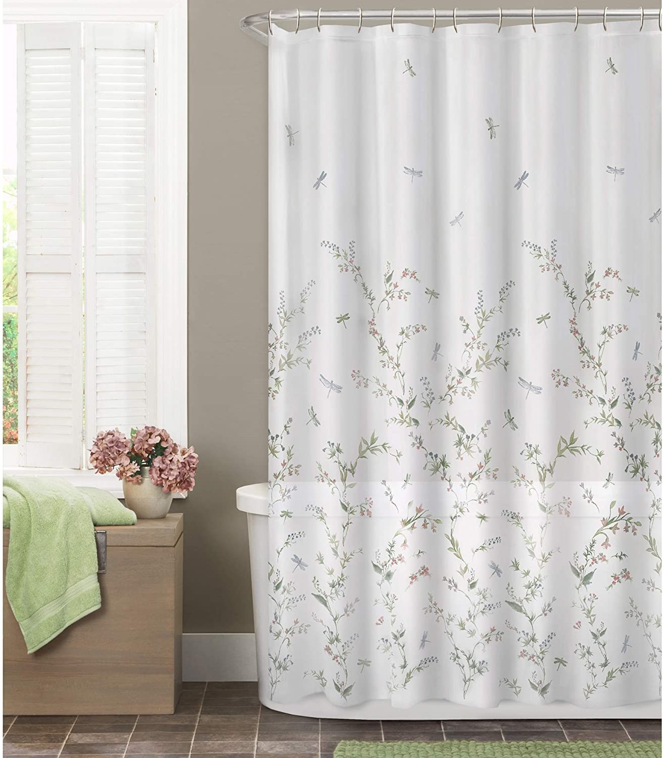 Maytex dragonfly garden semi sheer fabric shower curtain 2