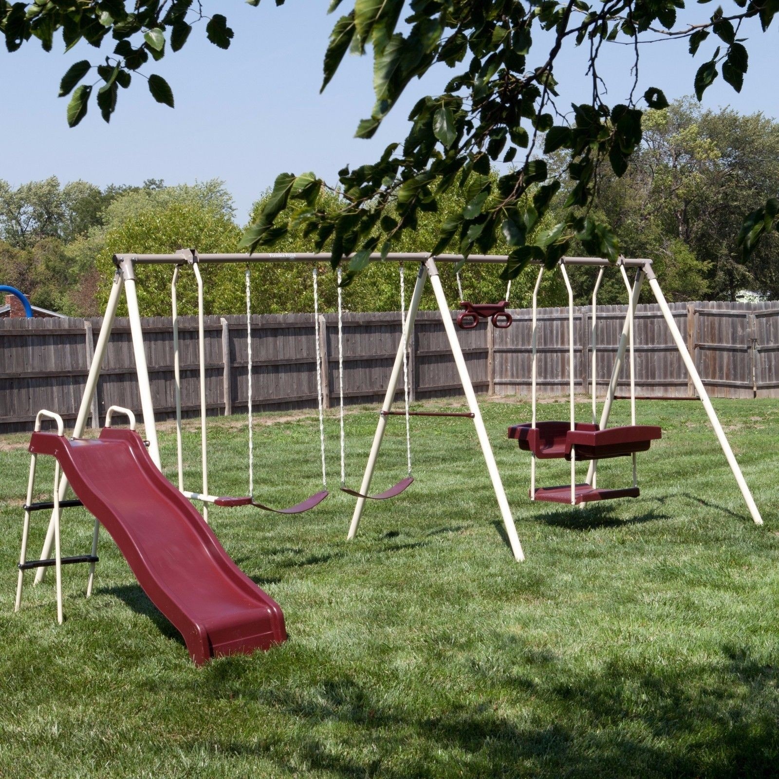 Metal swing set park outdoor backyard play and 50 similar