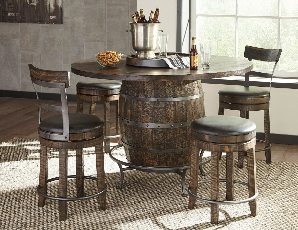 Metroflex round wine barrel pub table set w chair choices