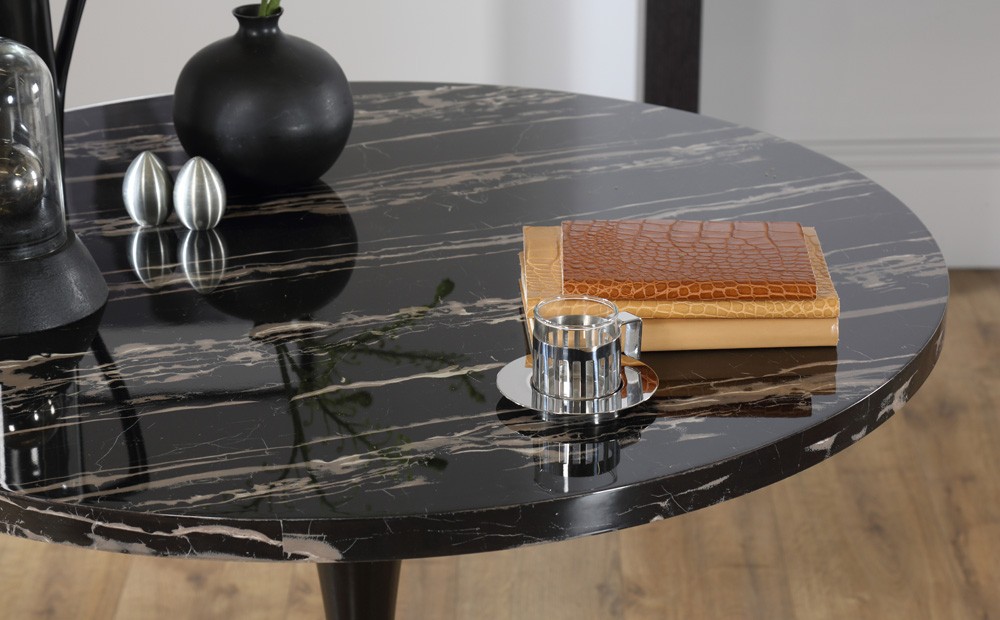 Mila round black marble dining room table 90cm ebay