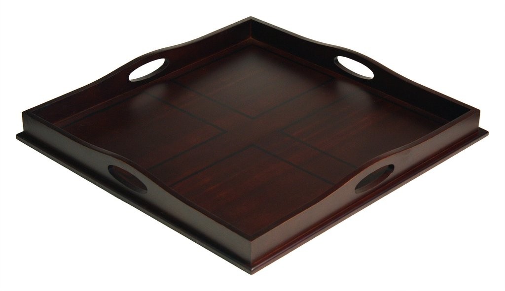 Mountain woods square ottoman wooden serving tray 23