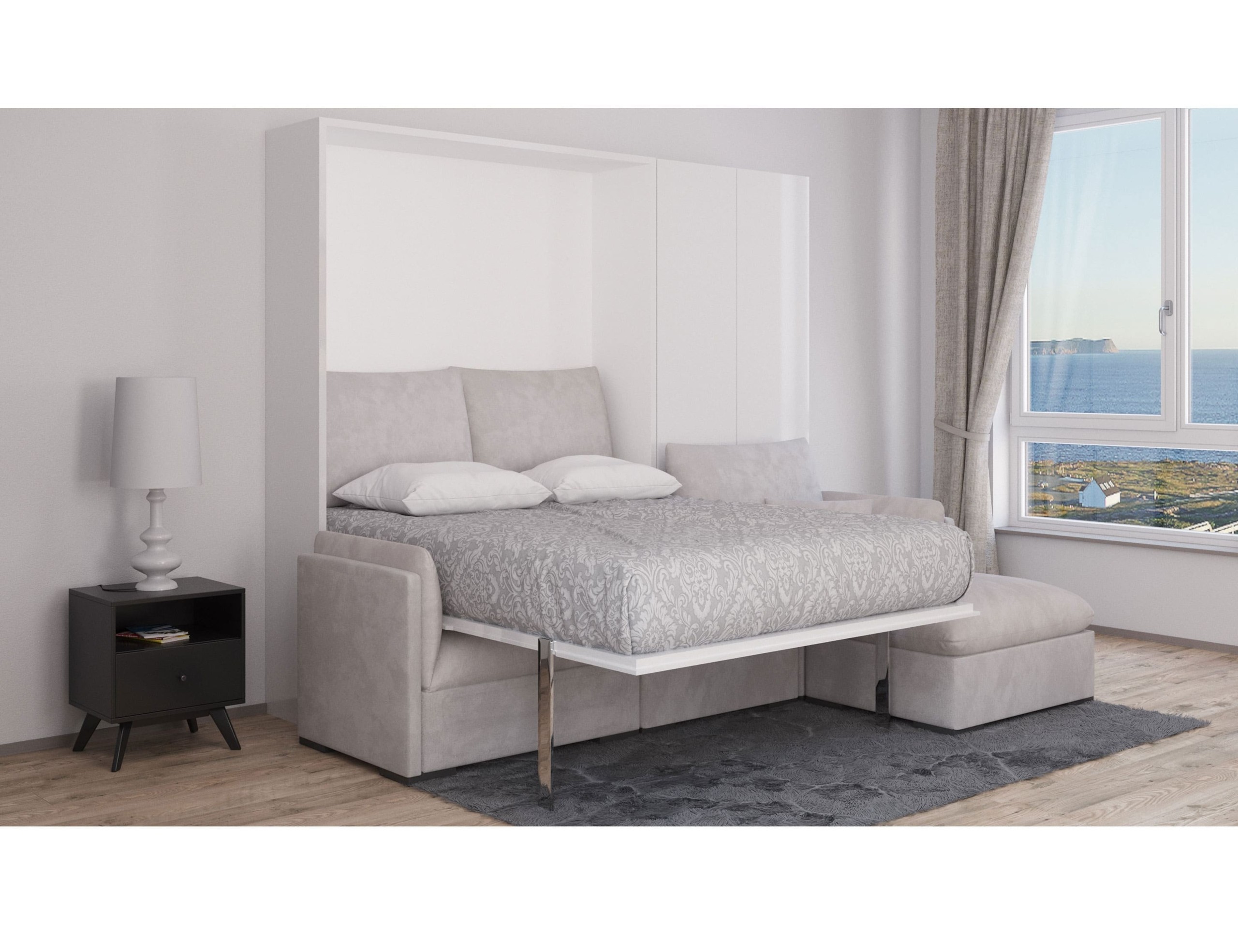 Murphysofa adagio queen luxury sectional sofa wall bed