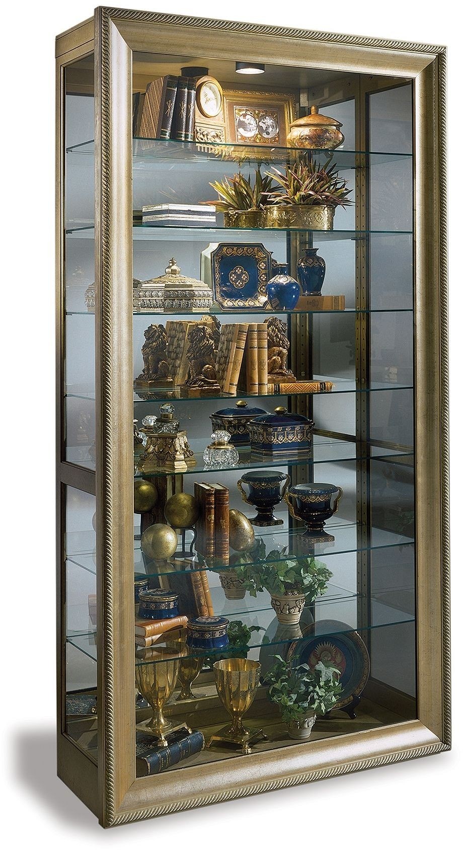 Museum vermeer hand decorated antique gold curio cabinet