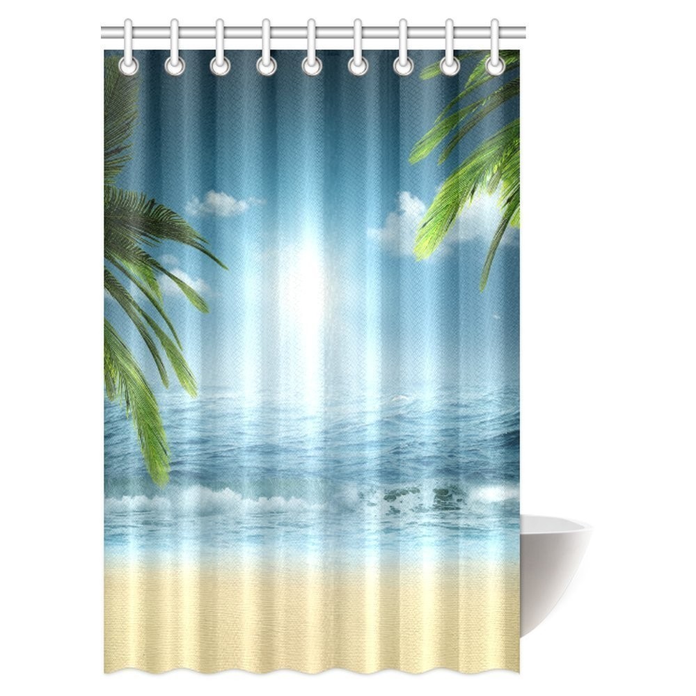 Mypop ocean beach theme decorations shower curtain beach 1