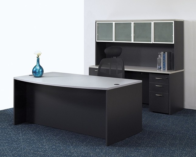 Napa grey executive office set desk credenza hutch
