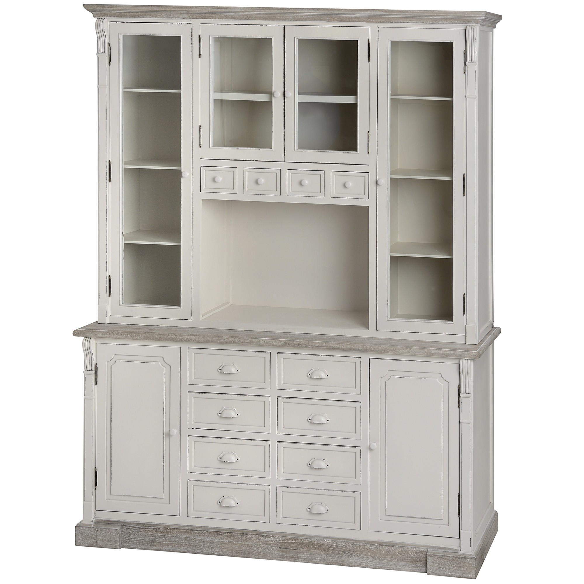New england shabby chic display cabinet natural wood