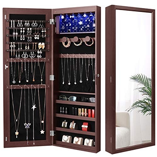 Nicetree 6 leds jewelry armoire organizer wall door