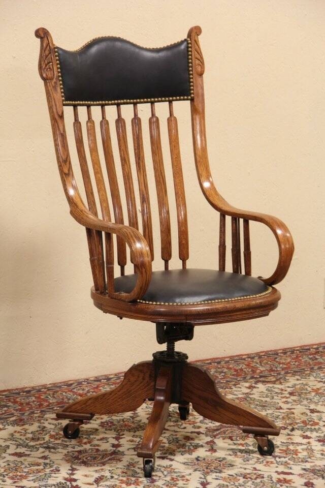 Oak antique johnson chicago pat 1898 swivel desk chair ebay